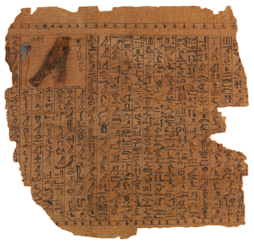 Egyptian hieroglyphs cover everything from stone to papyrus.