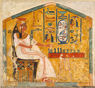 Egyptian wall paintings often combined images and glyphs for a complete cultural experience.
